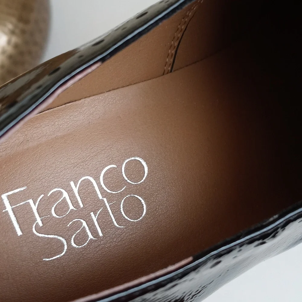 Franco Sarto Black Patent Leather Loafer Brogues Oxford Lace Lug Sole Shoes 8 - Picture 3 of 10